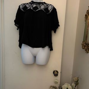 Free people black blouse cotton/lace